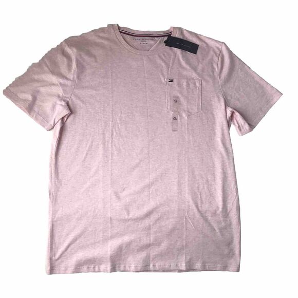 Tommy Hilfiger Men's Short Sleeve Pocket Crewneck Casual T-Shirt Heather Pink XL - Picture 1 of 14